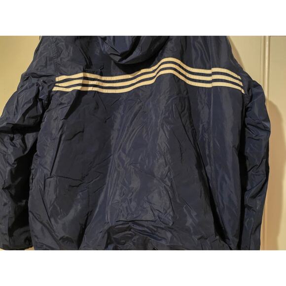 Vintage Adidas Jacket Mens XXL Blue Gray Reversible 90s Logo Full Zip Hooded - Picture 6 of 8